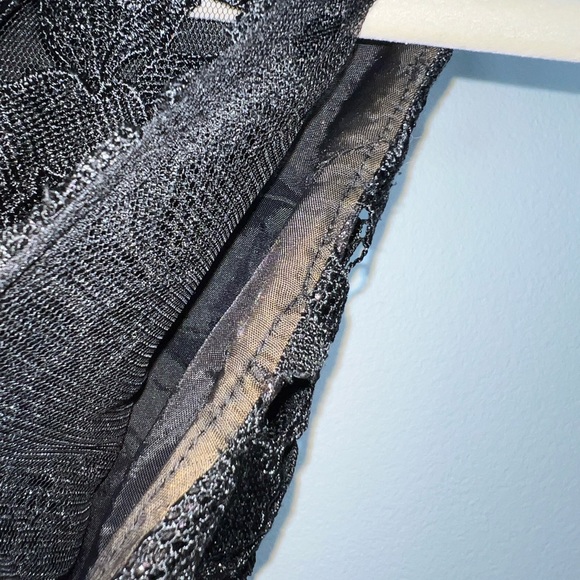 &ML Monique Lhuillier Facade Sheath black lace brocade sz 0 *flawed inside - Picture 9 of 16
